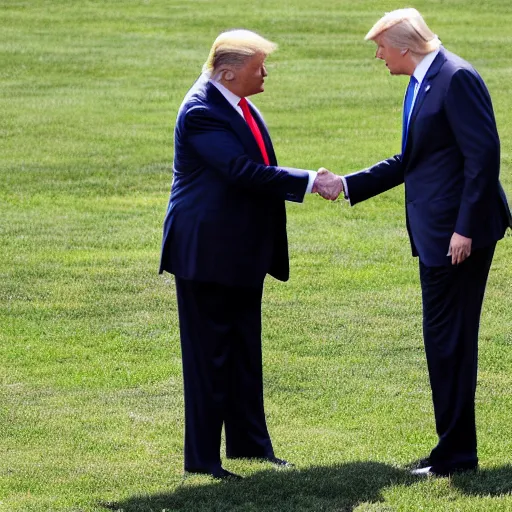 Prompt: Donald Trump shaking hands with Barack Obama
