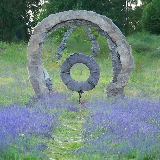 Image similar to a portal to another world, opened in the middle of the field