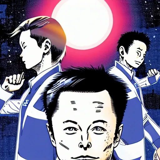 Image similar to elon musk and spacex manga by inio asano