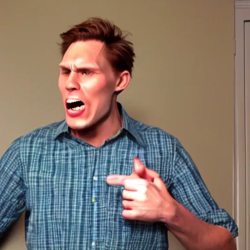 Image similar to a man screaming while standing behind jerma