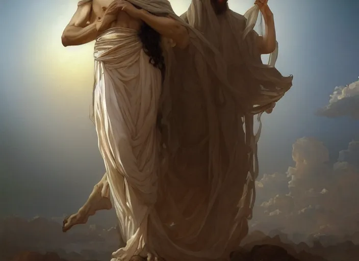 Prompt: second coming of middle eastern jesus christ, very detailed face, peter mohrbacher, michael whelan, William-Adolphe Bouguereau, Michael Cheval, kay sage, digital art, airbrush, art nouveau, intricate, clear, looming, epic, depth, artstation, highly detailed, blender, Unreal Engine, octane render, vray, 8k