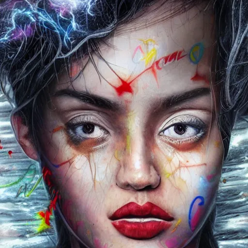 Prompt: ultra hyper realistic, digital art, artstation, hd, details,, 8 k saint mural graffiti tagging, very clear picture