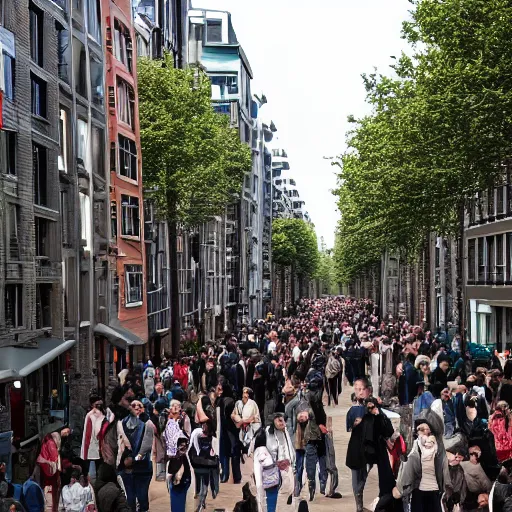 Prompt: crowded streets in Rotterdam