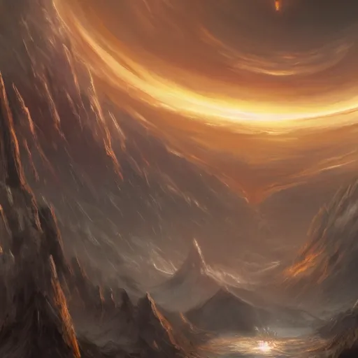 Prompt: Sauron\'s Ring, highly detailed, digital painting, trending on artstation, 30mm, by Noah Bradley