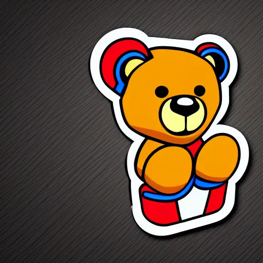 Prompt: in the style of max prentis and deathburger and laurie greasley a vector e-sports sticker logo of a teddy bear, highly detailed, colourful, 8k wallpaper