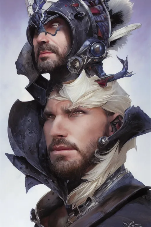 Image similar to portrait of the edge skunk commander wearing heath coronet by artgerm and Craig Mullins, James Jean, Andrey Ryabovichev, Mark Simonetti and Peter Morbacher 16k