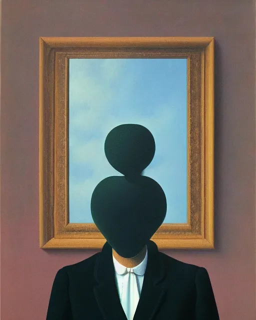 Image similar to portrait of a lady by rene magritte