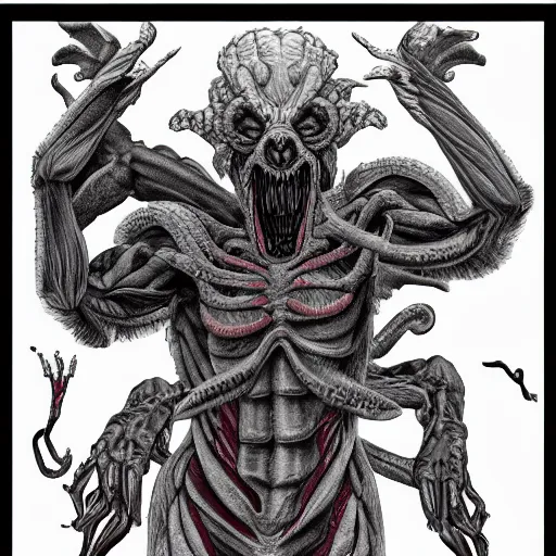 Prompt: an anatomy study of a Demogorgon