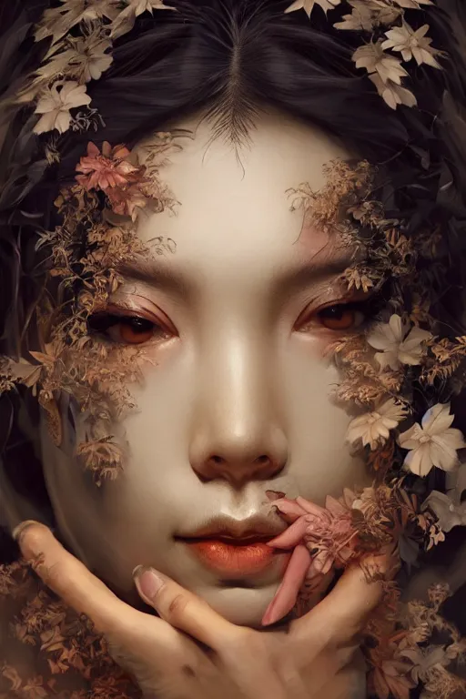 Image similar to stunningly beautiful, drunken geisha prima ballerina in jungle, symmetrical face, golden hour, smooth, focus, highly detailed, hyper realistic, dramatic lighting, elegant, intricate, concept art, art by wlop, mars ravelo, greg rutowski, artstation