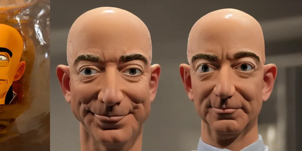Prompt: jeff bezos's head in one of those jar things from futurama