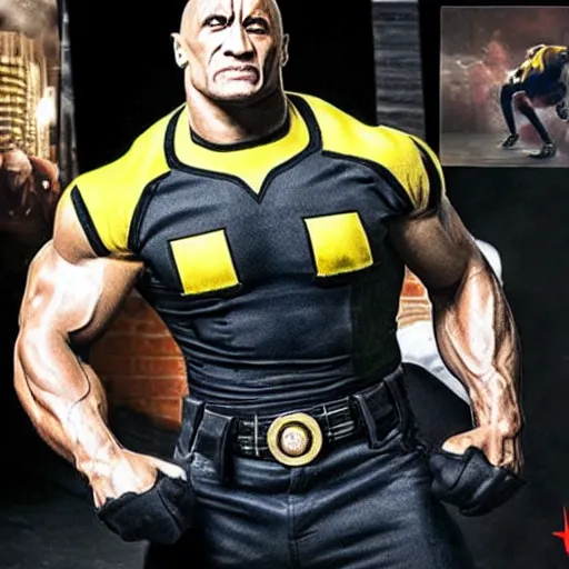 Image similar to a photo The rock with wolverine uniform