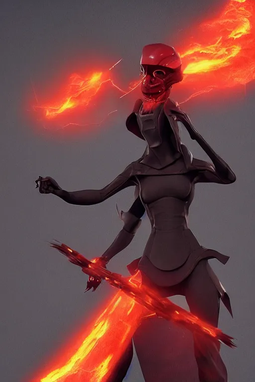 Prompt: Female employer fire elemental made of black flames, wearing a strict business suit, with no face, by Annie Swynnerton and Nicholas Roerich, madness combat, strong dramatic cinematic lighting , blood red sky, grey skin, smooth, sharp focus, extremely detailed
