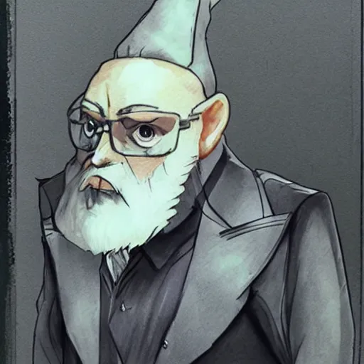 Image similar to Gnome Alchemist dressed like a mobster, drawn by Yoji Shinkawa, water color, Dungeons and Dragons, Wizards of the Coast