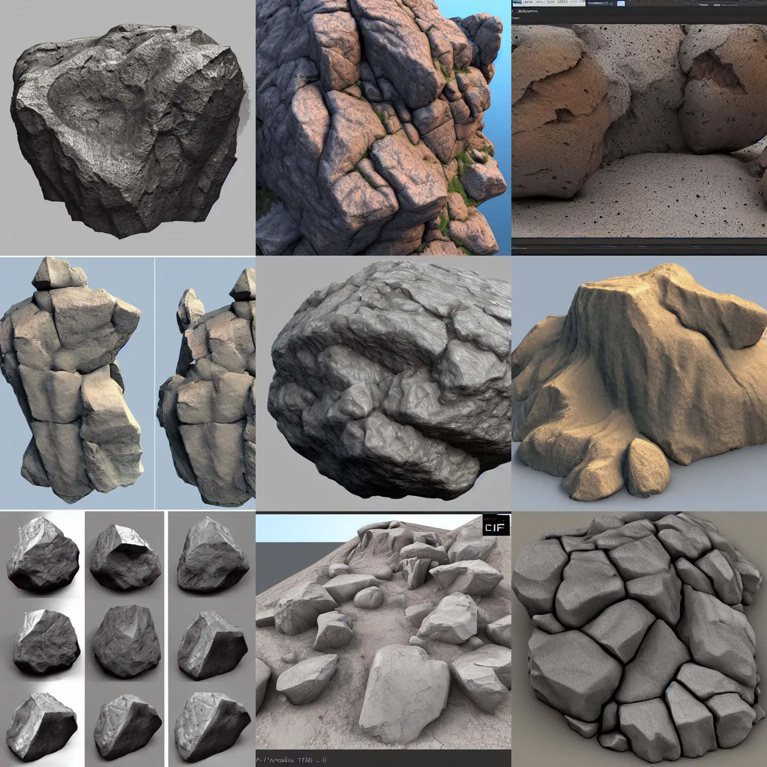 Prompt: 3 d model rocks, cliff, artstation