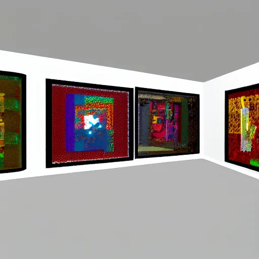 Image similar to virtual art museum, net art, ps 1 graphics, prerendered graphics, # screenshotsaturday