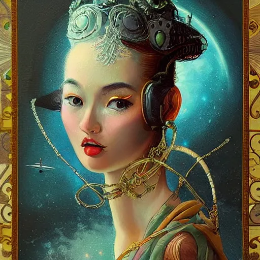 Image similar to intricate, amazing, retro vintage and romanticism, painting by natelle quek, soft color palette, highly detailed, godess from space sci - fi of ancient religion