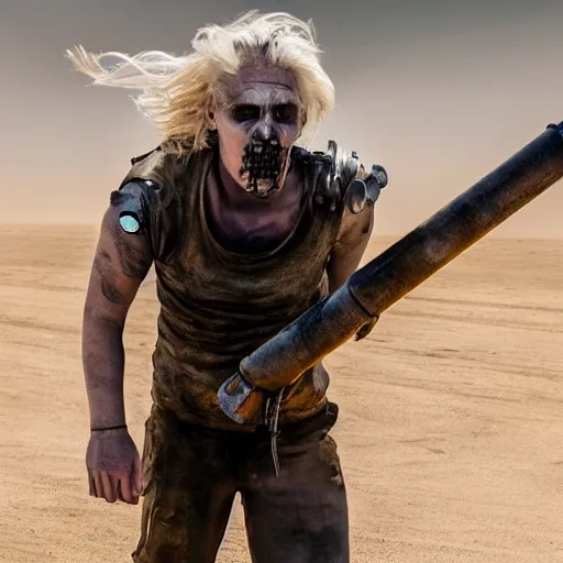 Prompt: xqc as immortan joe in mad max fury road, 4k, high detail, high-resolution photograph, professional photography, ultra-detail