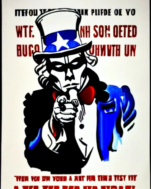 Prompt: anonymous as uncle sam propaganda poster, ultra realistic concept art intricate detail