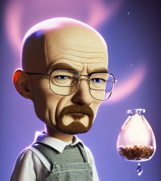 Prompt: very beautiful portrait of an extremely cute and adorable walter white as megamind, smooth, perfect face, fantasy, character design by mark ryden and pixar and hayao miyazaki, sharp focus, concept art, harvest fall vibrancy, intricate detail, cinematic lighting, hyperrealistic, 3 5 mm, diorama macro photography, 8 k, 4 k