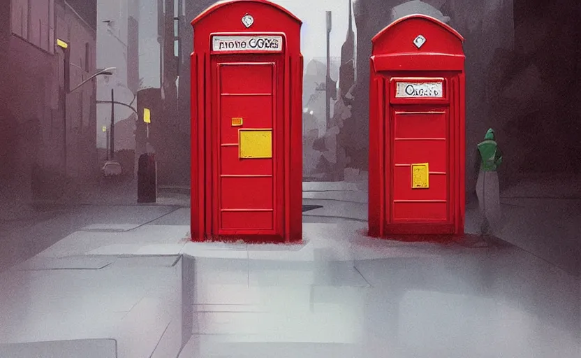 Image similar to giant red post box, james gilleard, print, game art