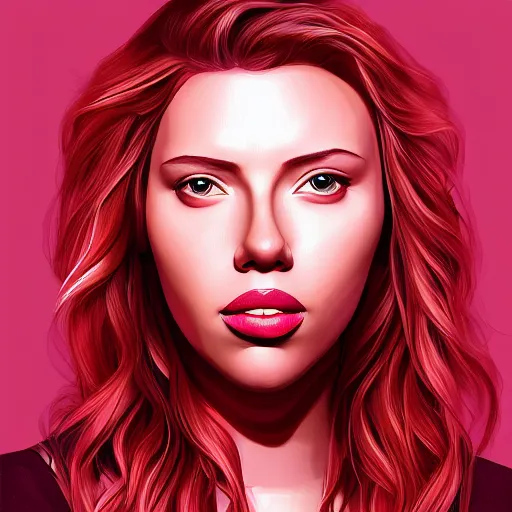 Image similar to portrait of scarlet johansson, highly detailed, centered, solid color background, digital painting