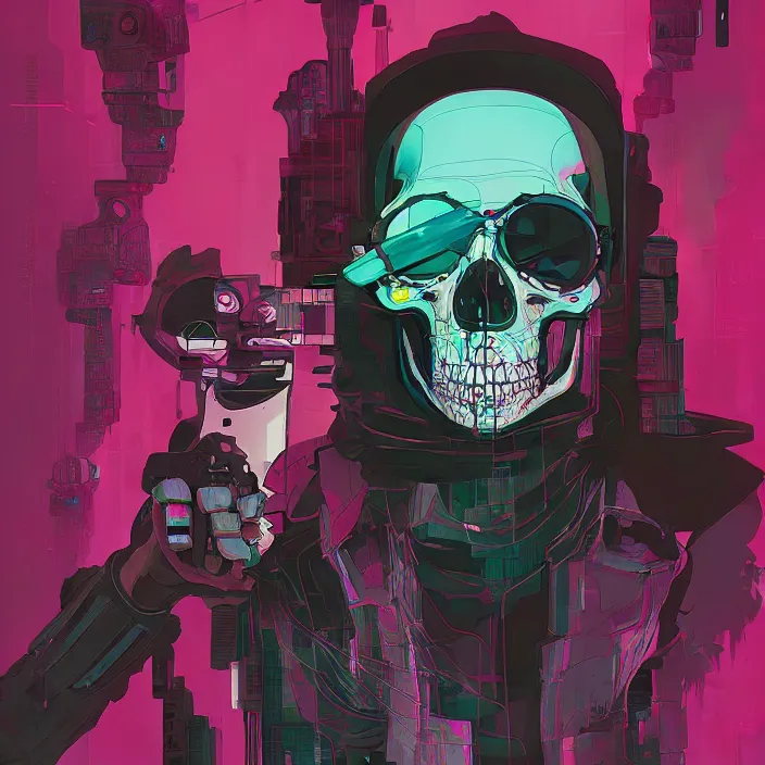 Prompt: a colorful comic noir illustration painting of a cyberpunk skull by sachin teng and sergey kolesov and sam yang. in style of 3 d art. hyper detailed, sharp focus, soft light. octane render. ray tracing. trending on artstation