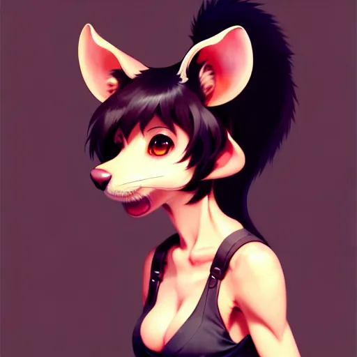 Image similar to character design portrait of an anthropomorphic furry rat girl with rat ears and a tail, 4 k, concept art, by wlop, ilya kuvshinov, artgerm, krenz cushart, pixiv.