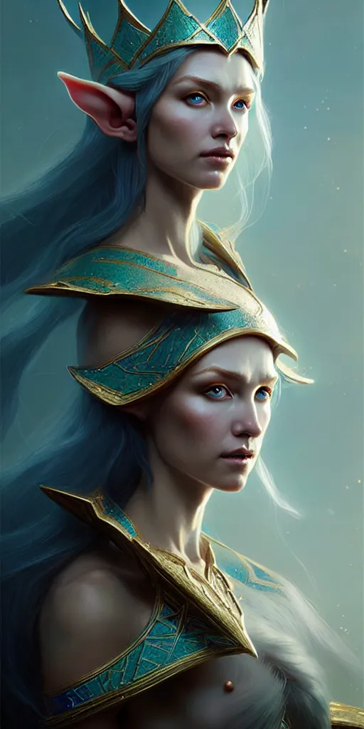 Image similar to an elf queen, digital art, highly detailed, elegant, 3 d art by serafleur and greg rutkowski, hyper realism