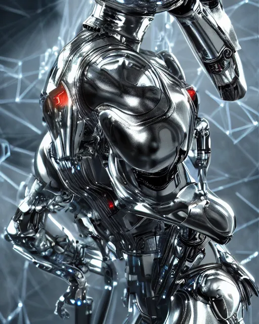 Image similar to cyborg cybersuits goddesses, microchip, artificial intelligence, bio-mechanical bio-luminescence, neurons, nerve cells, octane render, cinematic, rim light, hyper realism, high detail, masterpiece, high fashion