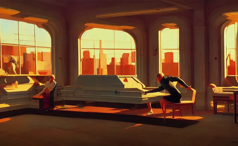 Image similar to inside a time machine, very coherent, painted by Edward Hopper, Wayne Barlowe, painted by James Gilleard, airbrush, art by JamesJean