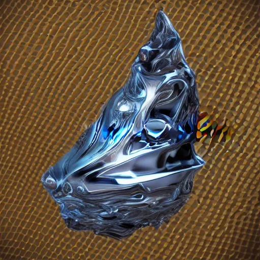 Image similar to a small liquid sculpture as a corvette, viscous, reflective, digital art