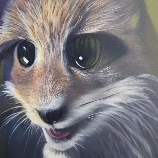 Prompt: a furry painting in a musuem, ultra realistic