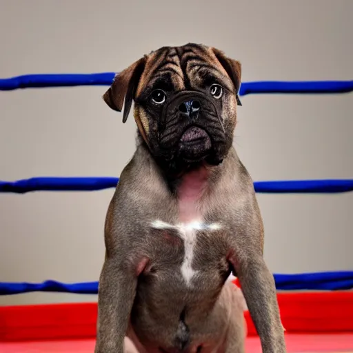 Image similar to brindle bullmastiff puppy in boxing match