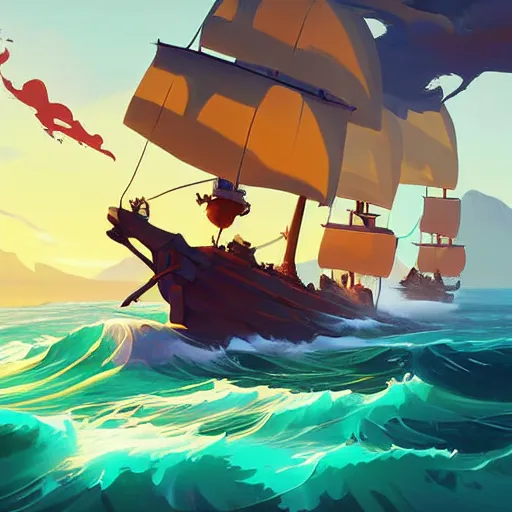 Image similar to painting treasure on sea of thieves game smooth median photoshop filter cutout vector, behance hd by jesper ejsing, by rhads, makoto shinkai and lois van baarle, ilya kuvshinov, rossdraws global illumination