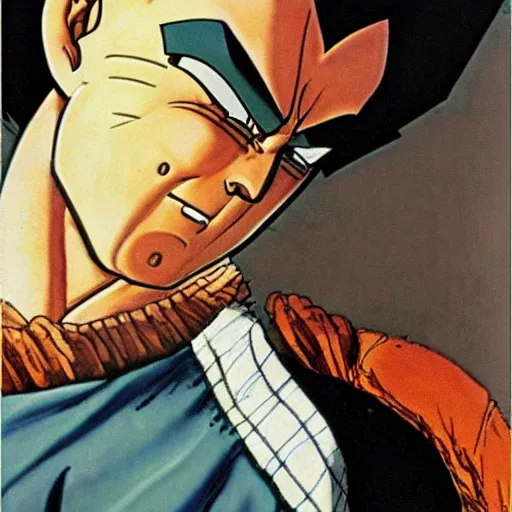 Image similar to Vegeta, drawn by Norman Rockwell, 1955