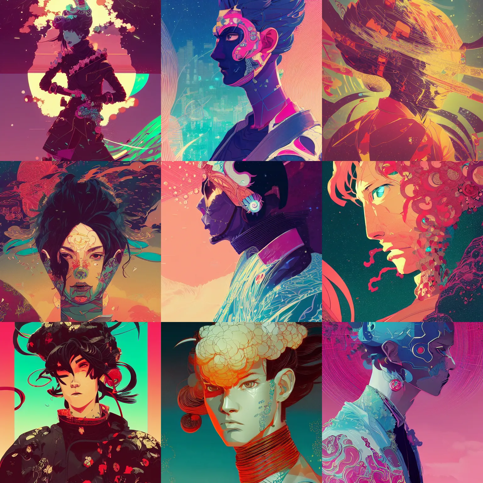 Prompt: portrait of genshin impact character, epic, anime, artstation winner by victo ngai, kilian eng and by jake parker, by conrad roset, swirly vibrant color lines, winning award masterpiece, fantastically gaudy, aesthetic octane render, 8 k hd resolution