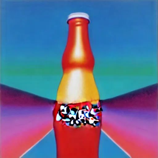 Prompt: coke bottle by shusei nagaoka, kaws, david rudnick, airbrush on canvas, pastell colours, cell shaded, 8 k