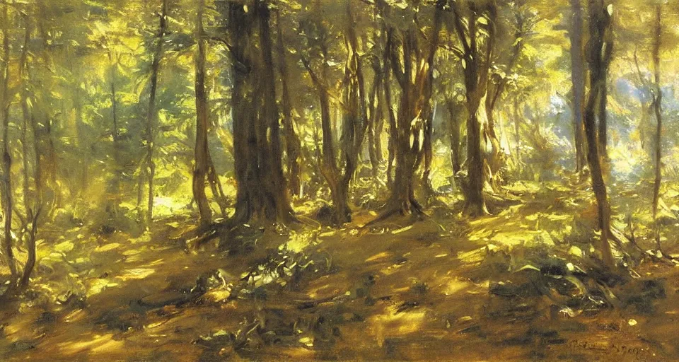 Image similar to forest, by richard schmid and john singer sargent