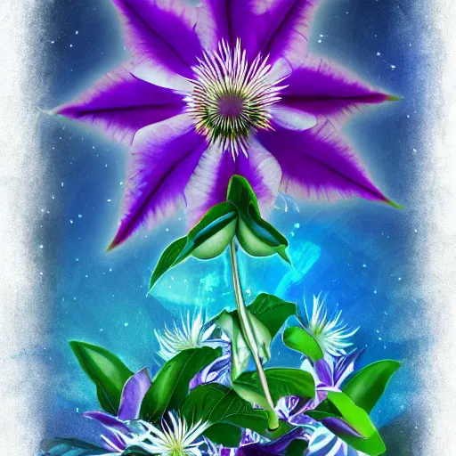 Image similar to clematis theme logo, clematis theme banner, clematis design, clematis in the deep sea, trending on artstation, warm light, lovely and cute, fantasy art, 8 k resolution