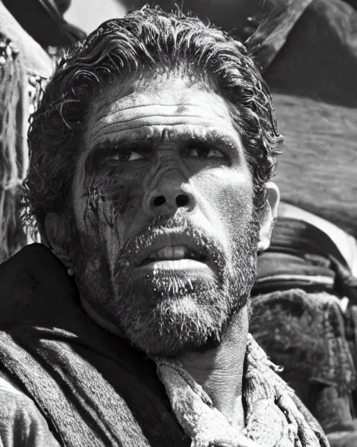 Image similar to film still close up shot of ron perlman in the movie a fistful of dollars. photographic, photography