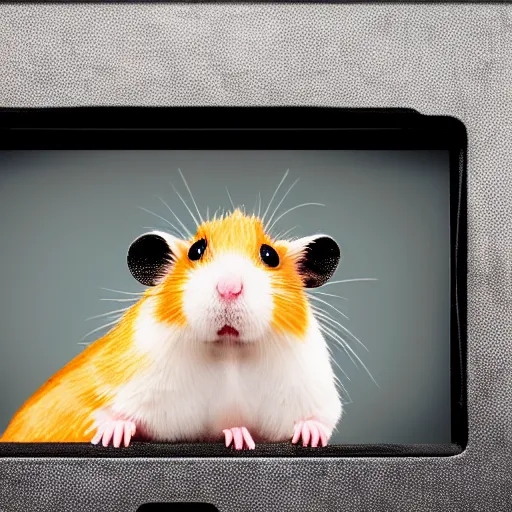 Prompt: photo of the cinema screen, a movie about hamsters, unedited, dim light, sharp focus, 8 k