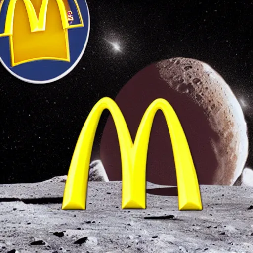 Prompt: a mcdonalds store on the moon