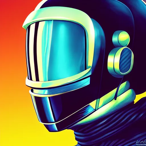 Image similar to a portrait of Daft Punk, art by lois van baarle and loish and ross tran and rossdraws and sam yang and samdoesarts, digital art, highly detailed, intricate, sharp focus, Trending on Artstation HQ, deviantart, unreal engine 5, 4K UHD image