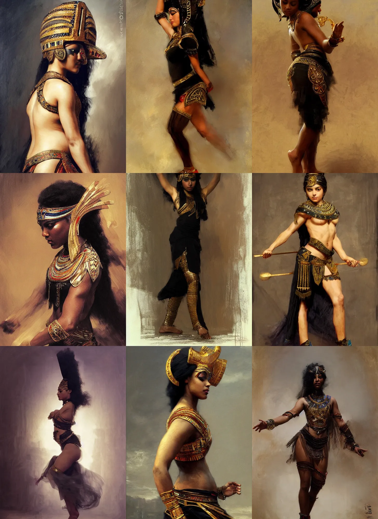 Prompt: black annasophia robb as egyptian dancer, intricate, elegant, highly detailed, artstation, concept art, sharp focus, ruan jia, jurgens, orientalism, bouguereau