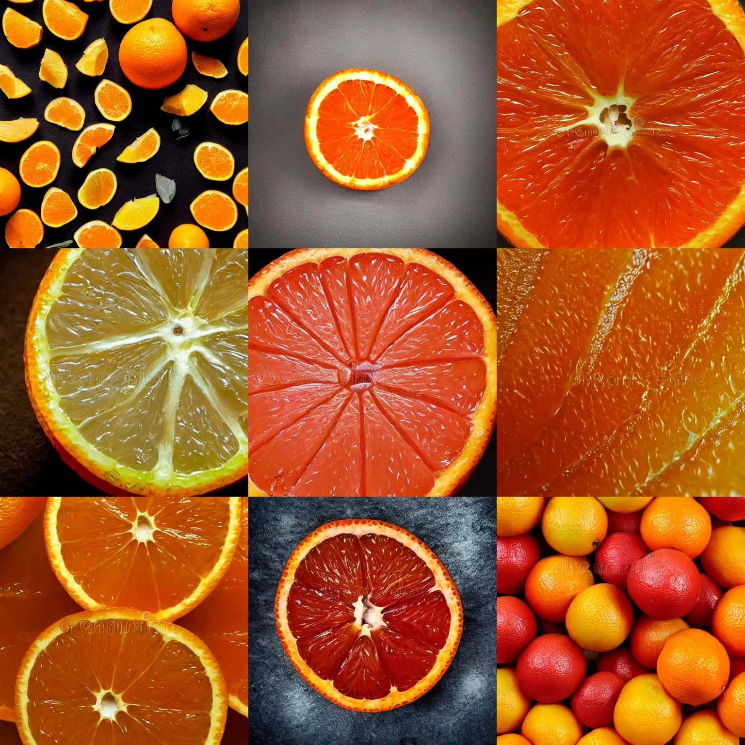 Prompt: zoomed in juicy orange fruit, high quality stock photo texture, softbox studio lighting, high contrast