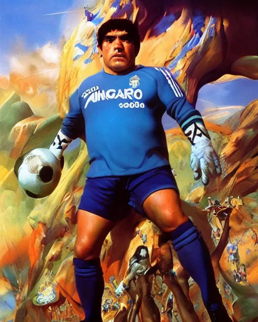 Image similar to diego armando maradona by peter andrew jones!!!!!!!!, by roger dean, hd, hyper detailed, 4 k