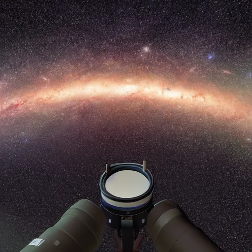 Image similar to A first person perspective of a view through a high powered telescope of a spiral galaxy, with billions of stars shining bright, rendered in unreal engine, 4k resolution, 60fps, HDR, Bloom effect, realistic galaxy, space galaxy, stars, rendered in octane, professional grade, professional photo.