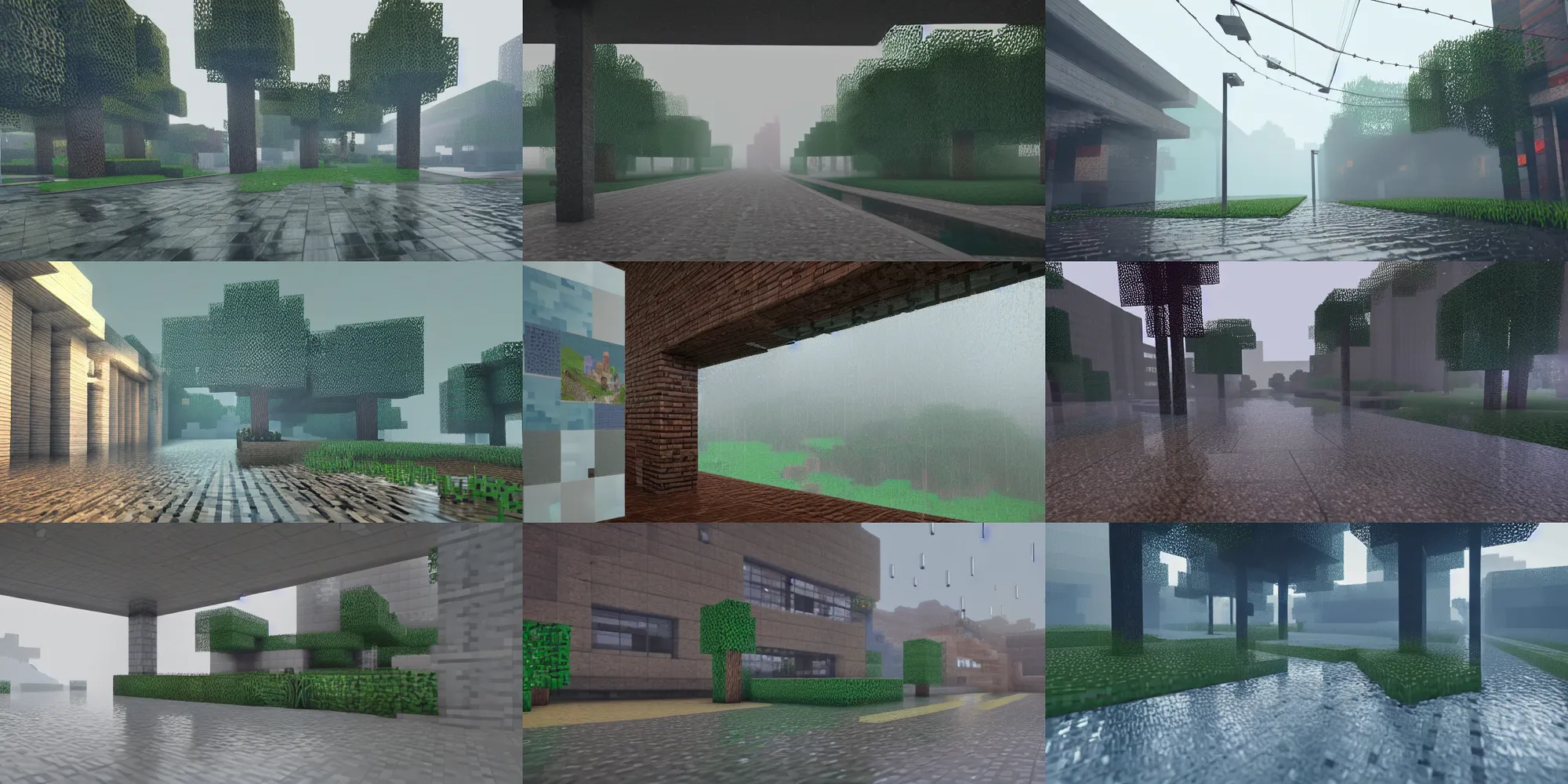 Prompt: Rainy day in minecraft, raytracing, 8k, octane render, volumetric, vivid, beautiful, hyperrealism”