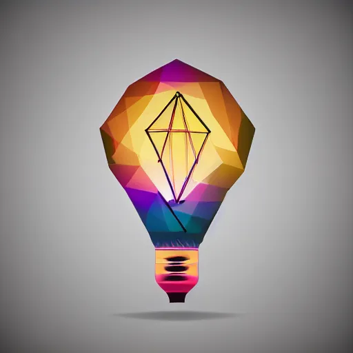 Image similar to an upright lightbulb, by Petros Afshar, geometric, low-poly vector art, multicolored, emissive particle effects, Artstation