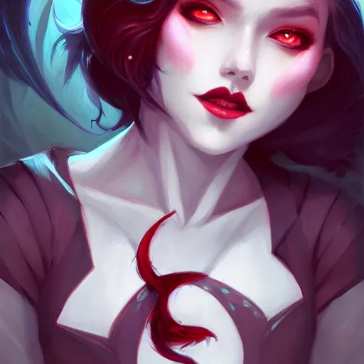 Image similar to a portrait of a gorgeous vampire, art by lois van baarle and loish and ross tran and rossdraws and sam yang and samdoesarts and artgerm, digital art, highly detailed, intricate, sharp focus, Trending on Artstation HQ, deviantart, unreal engine 5, 4K UHD image